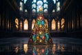 a christmas tree in the middle of a church Royalty Free Stock Photo