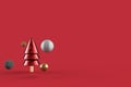 Christmas tree minimalist wallpaper . 3d rendering . 3d illustration. Merry Christmas concept