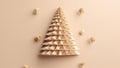 Christmas Tree Mockup Closeup isolated on beige background. Christmas-Tree top view flat lay. Winter traditional holidays. Merry Royalty Free Stock Photo