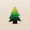 Christmas tree in modern design. New Year dreeting card