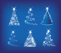 Christmas tree modern illustration set of 6