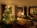 Christmas tree in modern living room Royalty Free Stock Photo