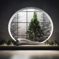 Christmas tree in modern minimalistic concrete interior