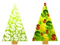Christmas Tree Money Dollar Signs Royalty Free Stock Photo
