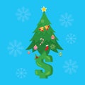 Christmas tree money with dollar signs Royalty Free Stock Photo