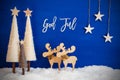 Christmas Tree, Moose, Snow, Star, God Jul Means Merry Christmas