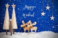 Christmas Tree, Moose, Snow, Star, Text Happy Weekend, Snowflakes Royalty Free Stock Photo