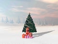 Christmas tree in the mountain - 3D render Royalty Free Stock Photo