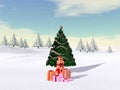 Christmas tree in the mountain - 3D render Royalty Free Stock Photo