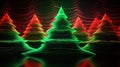 Christmas tree in music equalizer or music waveform. Party card for winter holidays. Royalty Free Stock Photo