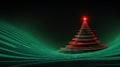Christmas tree in music equalizer or music waveform. Party card for winter holidays. Generated AI.