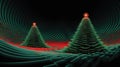 Christmas tree in music equalizer or music waveform. Party card for winter holidays. Generated AI. Royalty Free Stock Photo