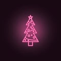 Christmas tree neon icon. Elements of Party set. Simple icon for websites, web design, mobile app, info graphics Royalty Free Stock Photo