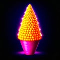 Christmas tree in neon light on a black background. 3d rendering AI generated Royalty Free Stock Photo