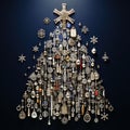 Christmas tree New year 2024 antique, rusty, old, keys, vintage