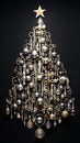 Christmas tree New year 2024 antique, rusty, old, keys, vintage