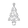 Christmas tree, New Year line icon. Holiday Xmas winter trendy decoration background. Party celebration, holidays event Royalty Free Stock Photo