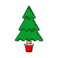 Christmas tree, New Year line icon. Holiday Xmas winter trendy decoration background. Party celebration, holidays event Royalty Free Stock Photo