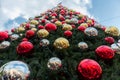 Christmas tree next to Greek Orthodox Church of the Annunciation Royalty Free Stock Photo