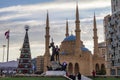 A Christmas tree next to a mosque in Beirut Downtown Martyrs Square