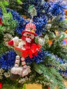 Christmas tree with nice Christmas decoration and baby snowman