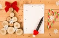 Christmas tree and notebook for Santa letter Royalty Free Stock Photo