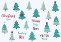 Christmas tree object collection.Vector illustration for icon,logo,sticker,printable.Editable element