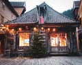 Christmas tree in old part of Bergen town