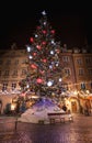 CHRISTMAS TREE IN OLD TOWN, LIGHTINGS, WARSAW, POLAND Royalty Free Stock Photo