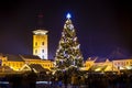 Christmas tree on old town square in Ceske Budejovice Royalty Free Stock Photo