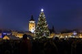 Christmas tree on old town square in Ceske Budejovice Royalty Free Stock Photo