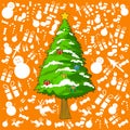 Christmas tree with orange backgrounds for Christmass Day