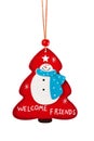 Christmas tree snowman ornament, holiday winter decoration Royalty Free Stock Photo