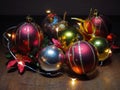 Christmas composition,tree balls and fairy lights