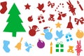 Christmas tree and ornaments elements isolated on Royalty Free Stock Photo