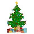 Christmas tree with ornaments and gift boxes. Royalty Free Stock Photo