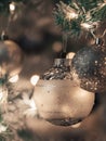Christmas tree ornaments jingles bokeh warm bling Royalty Free Stock Photo