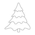 Christmas tree outline. Contour of empty fir tree. Blank simple pine drawing design. December icon or symbol. Vector illustration
