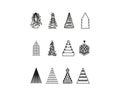Christmas tree outline icons set. Linear style symbols Royalty Free Stock Photo