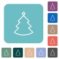 Christmas Tree Outline Rounded Square Flat Icons
