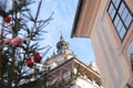 Christmas tree on palace in Cesky Krumlov Royalty Free Stock Photo