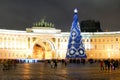 Christmas tree on Palace Square in St.Petersburg. Royalty Free Stock Photo