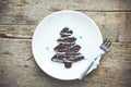 Christmas tree pancake, chocolate pancake in the form of christmas tree