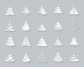 Christmas Tree simple paper cut icons vector set Royalty Free Stock Photo