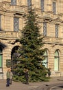 Christmas tree on Paradeplatz square in Zurich, Switzerland