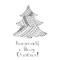 Christmas Tree with Pattern and Handwritten Wishes Royalty Free Stock Photo