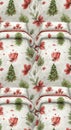 Christmas Tree Pattern on White Fabric Background Royalty Free Stock Photo