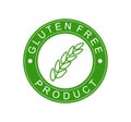 Gluten free product icon. round label with spikelet and text in a circle. Vector green logo, sticker. diet brand trademark. Royalty Free Stock Photo