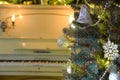 Christmas tree with piano Royalty Free Stock Photo