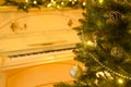 Christmas tree with piano Royalty Free Stock Photo